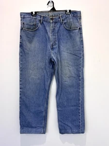 Pantalones de mezclilla vintage Levis para hombre 504 azul recto algodón rojo lengüeta W38 L25 dobladillo - Imagen 1 de 17
