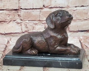 Bronze Puppy Sculpture – Adorable Dog Figurine on Marble Base by Moigniez - Picture 1 of 10