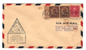 UNITED STATES SCOTT NUMBER 670 NEBRASKA OVERPRINTS ON COVER TO MIAMI FLA. 1932 - Picture 1 of 2