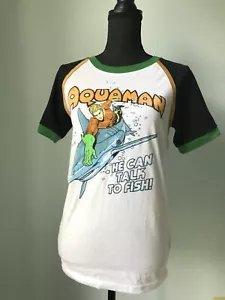 Aquaman Ringer Tee Unisex size S Vintage Style DC Comics Character T-shirt - Picture 1 of 4