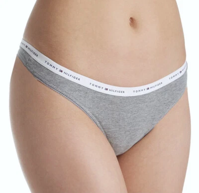 TOMMY HILFIGER Clásico Algodón Gris Jaspeado Logo Banda Tanga Panty NUEVO Para Mujer L 7 Foto 1 de 4