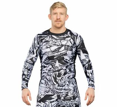 Protector contra erupciones Fuji Fighting Spirit MMA BJJ Jiu Jitsu manga larga LS - negro/blanco Foto 1 de 4