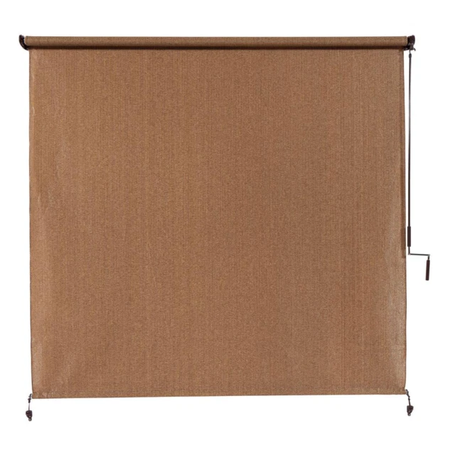 Coolaroo Exterior Roller Shade, Cordless Roller Shade with 95% UV Protection, 8 feet W X 8 feet L, Walnut 460075