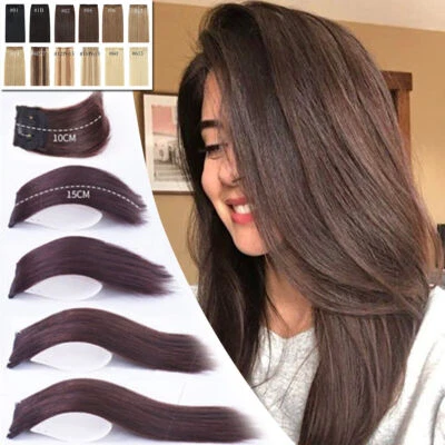 MY-LADY 100% Human Hair Pad Top Topper Piece Clip In Hair Extensions Side Patch Brown UK
