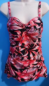 Shore Shapes Swim One Piece Pink Black White Floral Built In Bra Women Size 10 - Picture 1 of 23