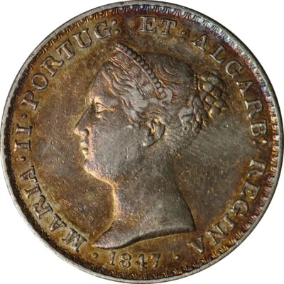 Portugal 1847 500 reis Reina María II Foto 1 de 3