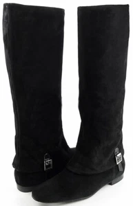 $598 DELMAN JUNE Black Suede Tall Designer Shoes Knee High Riding Boots 6 - Picture 1 of 6