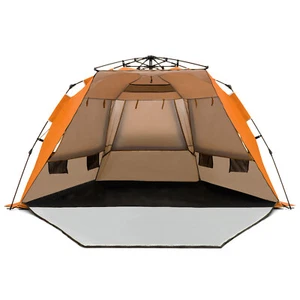 Pop-up Beach Tent Portable Beach Shade for 3-4 Persons UPF 50+ Protection Orange - Picture 1 of 9