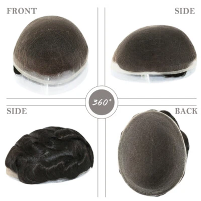 Мужская система замены человеческих волос полный французский кружевной Toupee шиньоны 8 x 10 - Изображение 1 из 4