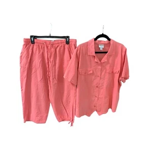 Essentials by Maggie Damengröße 14 16 W 2-teiliges Hosen-Set Outfit orange Crinkle - Bild 1 von 4