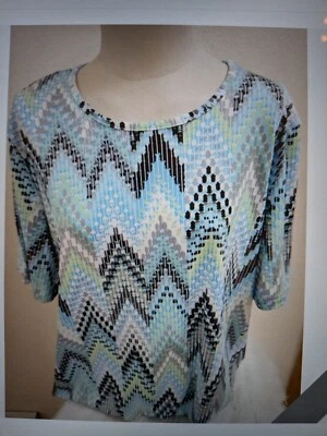 SIZE XL BONWORTH Colorful Short Sleeve Blouse INVPV1859 - Image 1 of 2