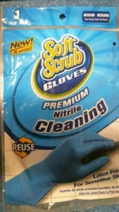 Soft scrub gloves Premium Nitrile Cleaning reusable gloves Medium (12112) FS - Picture 1 of 6