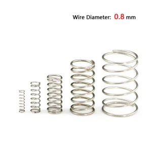 0.8mm Wire Dia Compression Spring 5-12mm Outer Dia 10-50mm Long Stainless Steel - Picture 1 of 9