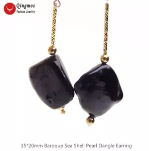 Orecchini pendenti alla moda 15*20 mm barocco conchiglia di mare nero perle per gioielli da donna - Foto 1 di 6