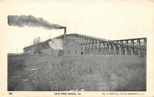 Norfolk Coal Pier Transloading facility Norfolk,VA Vtg 1920's Postcard - Picture 1 of 2
