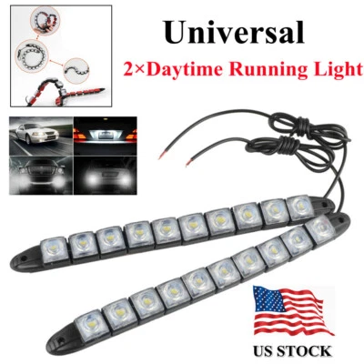2x White 12V 10-LED Daytime Running Light DRL Car Fog Day Driving Lamp Lights US - Image 1 of 4