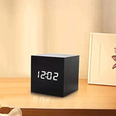 Wooden Alarm Clock, 12 or 24-hour Mode Digital Alarm Clock with LED Display.. - Image 1 of 4