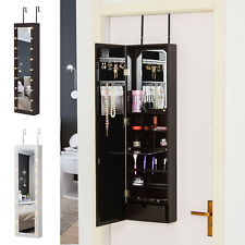 Mirrored Jewelry Cabinet Armoire Storage Organizer w/ 18 LED Lights