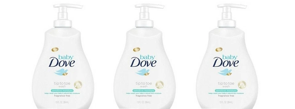 4x Baby Dove Tip to Toe Wash Sensitive Moisture Fragrance Tear 13oz Pumpj