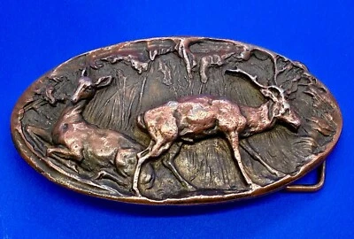 Ciervo Alce Buck Doe Vida Silvestre Caza Naturaleza Escena Cazadores De Colección Hebilla de cinturón Adezy Foto 1 de 4