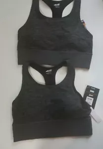 Women's AVIA Size L(12-14) Set Of 2 SPORTS BRAS~Wicking/Spandex~Gray/Black NWTs - Picture 1 of 4