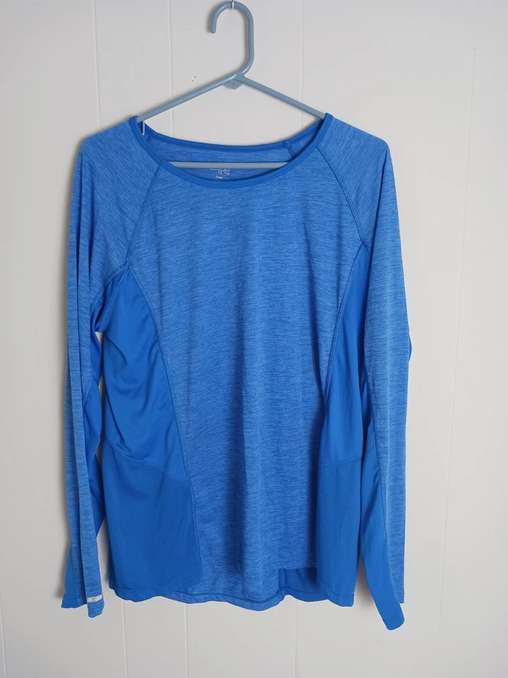 Camisa feminina DANSKIN NOW manga longa respirável azul tamanho XXL  - Imagem 1 de 4