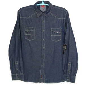 UK Style French Connection Mens Western Denim Jean Shirt Size XL Blue - Picture 1 of 10