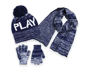 Polar Wear Boys Knit Hat, Scarf And Gloves Set- Navy - Picture 1 of 1