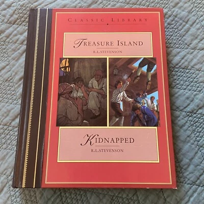 Double Classic Library Treasure Island Kidnapped RL Stevenson Hardcover Book SK - Image 1 of 4