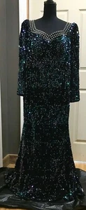 Giffniseti Pap 22 Raccolta Carta Black Dress Sequins Long Sleeve Studded Neck - Picture 1 of 7