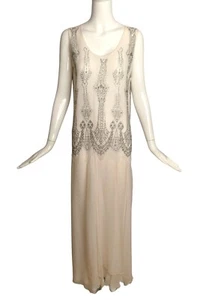 THOMAS WYLDE- NWT 2013 Ivory Chiffon & Rhinestone Gown, Size Med - Picture 1 of 6