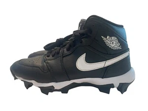 Nike Air Jordan 1 Mid Retro Baseball Cleats Black White AV5354-001 Men's Size 6Y - Picture 1 of 24