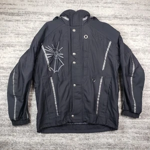 Spyder Jacket Coat Mens XL Black Vintage Y2K Winter Ski Web Logo Nylon Full Zip - Picture 1 of 11