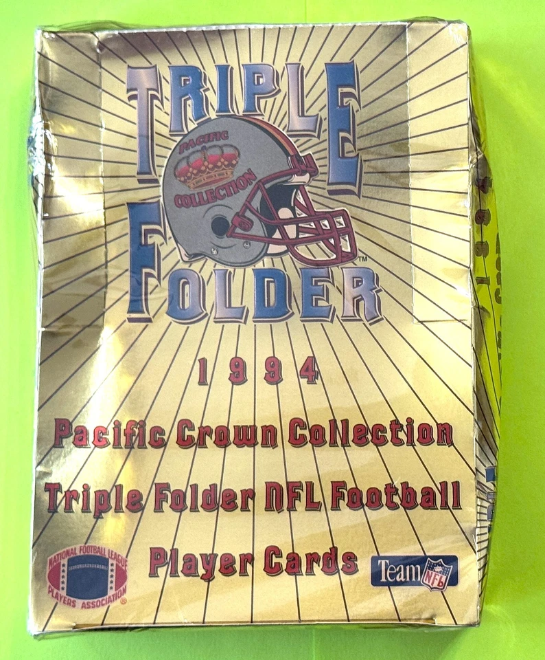 Caja de fútbol americano Pacific Triple Folder 1994 Montana Aikman Favre Sanders Marino Salón de la fama Foto 1 de 4