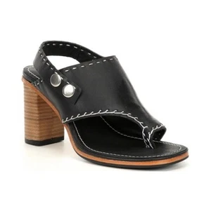 Free People Marlowe Heels Sandals Size 7.5 Black Leather Block - Picture 1 of 10