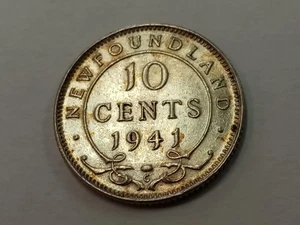 High Grade 1941 C Newfoundland 10 Cents Silver Coin - Picture 1 of 2