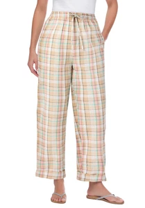 Woman Within Plus Size Seersucker Pull-On Elastic-Waist Pants - Picture 1 of 31