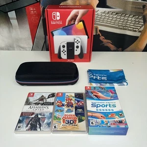Nintendo Switch OLED Konsole 64GB - Top Zustand mit Kabeln, Dock & Spielen - Bild 1 von 5