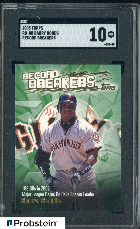 2003 Topps Record Breakers #RB-BB Barry Bonds San Francisco Giants SGC 10 - Image 1 of 2