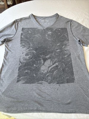 Decree V Neck Tshirt Large Gray With Hubcaps On Front 93677 Black Top Stitching Foto 1 de 4