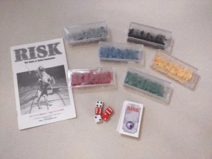 RISK Board Game Replacement Pieces 6 Color Army Sets Cases Dice 56 Cards Vintage - Picture 1 of 1