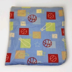 Circo blau Sport Ziel Stich Rand Baby Decke Fleece Baseballschläger Sterne Mütze - Bild 1 von 5