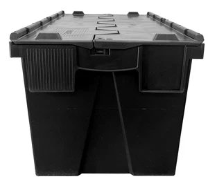 62 Litre Black Attached Lid Containers - 60 x 40 x 37cm - Picture 1 of 5