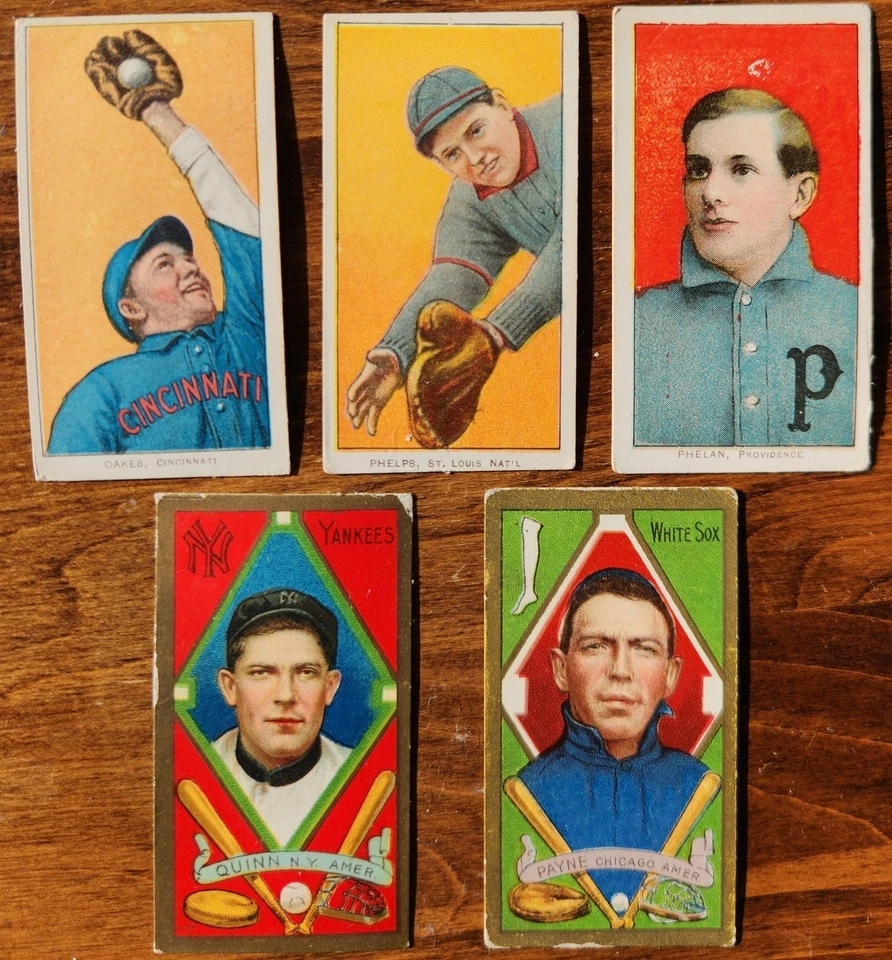 1909-11 T206 & T205 Baseball Card Lot 5 Oakes Phelps Phelan Payne Quinn POOR - Image 1 of 4