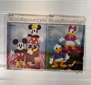 2 Simplicity patterns Mickey and Minnie Mouse dolls Daisy and Donald Duck Uncut - Picture 1 of 7