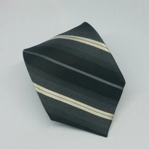 Croft & Barrow Silk Tie Black Gray White Stripes Men Necktie 59 x 3.25 - Picture 1 of 5