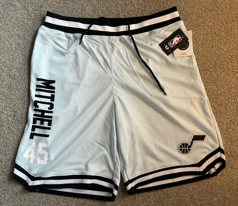 NBA Utah Jazz #45 Donovan Mitchell Basketball Shorts Size XL Light Lime Green Cover