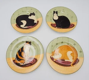 Warren Kimble Cat Collection Sakura Oneida Fat Cat Salad Dessert Plates Set of 4 - Picture 1 of 11