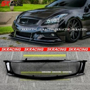 Gloss Black FRP Front Mesh Grill Grille For Infiniti G37 Coupe 2008-2013 Type AC - Picture 1 of 13