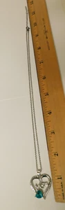 NEW PRETTY LADIES SILVER HEART "MOM" NECKLACE WITH BLUE GEM--NICE - Picture 1 of 3
